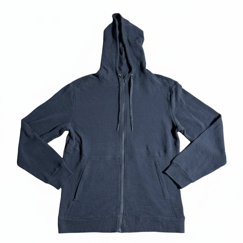 R.O.W. (Right of Way) Men's Full-Zip Textured Knit Black Hooded Jacket NEW